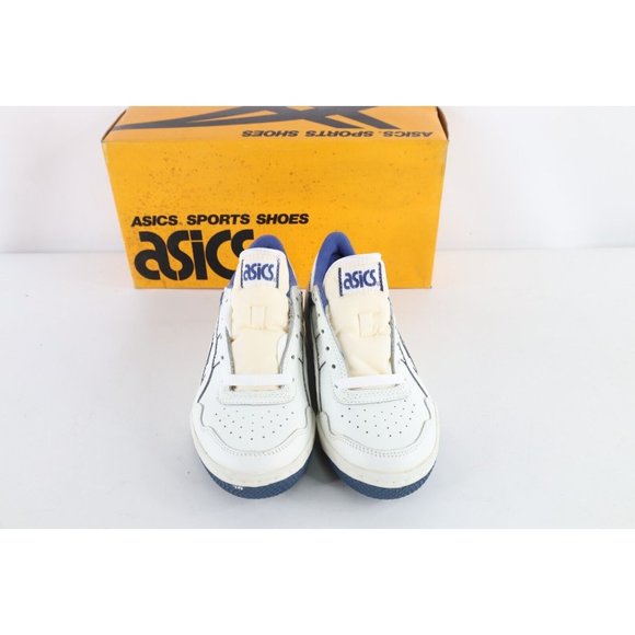 NOS Vintage 90s Asics Mens 6.5 Spell Out Outrage Lo Sneakers Shoes White Blue main image 4